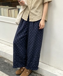 水玉柄ワイド 9 分パンツ
