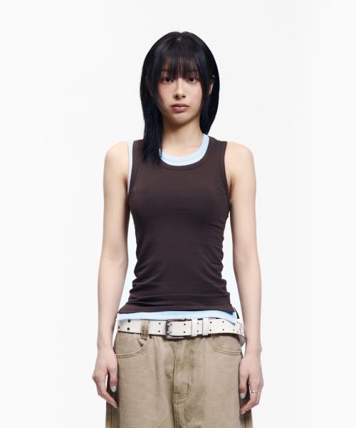 AAKAM（アーカム）の「2-Piece Layered Sleeveless (Brown)（Tシャツ/カットソー・レディース・その他・2/1）」の4枚目の写真