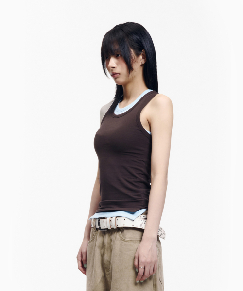 AAKAM（アーカム）の「2-Piece Layered Sleeveless (Brown)（Tシャツ/カットソー・レディース・その他・2/1）」の6枚目の写真