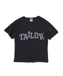 キャンパスチェックテイラードクロップ半袖Tシャツ（チャコール）