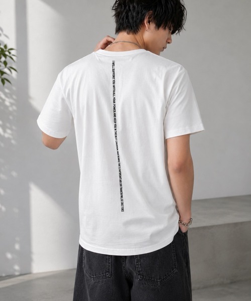 VIBGYOR(ヴィブジョー)の「【Bls】 【ZL】【Bling Leads】バッグプリント VネックTEE(BL)(Tシャツ/カットソー・メンズ・ホワイト・MEDIUM/LARGE)」の2枚目の写真