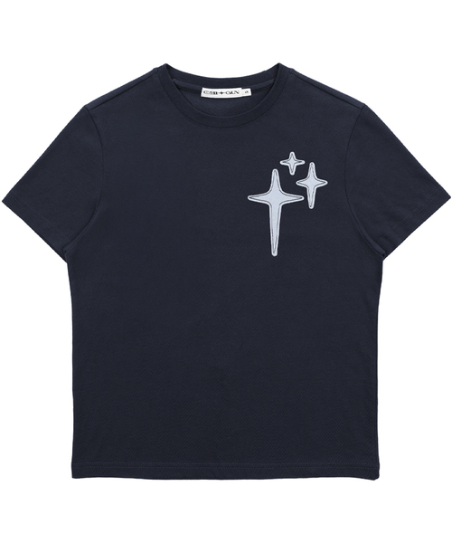 CRIGUN(クリガン)の「STAR APPLIQUE SEMI CROP TEE (3 color)(Tシャツ/カットソー・レディース・チャコール/ネイビー/ホワイト・MEDIUM/SMALL)」の3枚目の写真