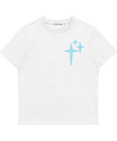 CRIGUN(クリガン)の「STAR APPLIQUE SEMI CROP TEE (3 color)(Tシャツ/カットソー・レディース・チャコール/ネイビー/ホワイト・MEDIUM/SMALL)」の1枚目の写真