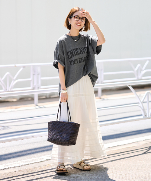 FRAMeWORK(フレームワーク)の「≪WEB限定 / 追加≫オーバーTEE 5(Tシャツ/カットソー・レディース・チャコールグレー/ライトグレー・FREE)」の9枚目の写真