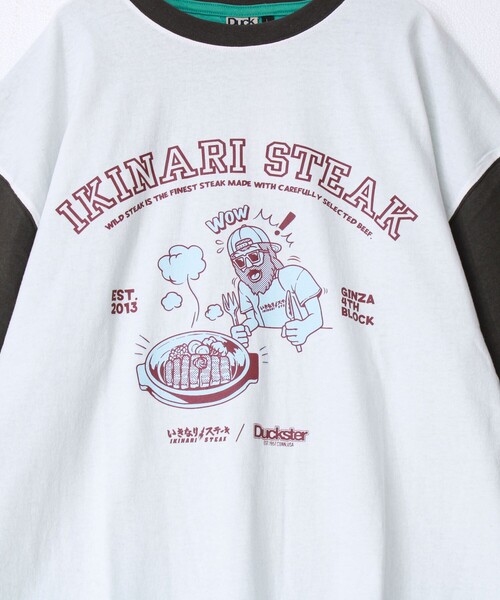 FREDY MAC(フレディーマック)の「【Duckster×いきなりステーキ】カレッジTEE(Tシャツ/カットソー・メンズ・ホワイト系その他6/ライトグリーン/ブラック/ホワイト・M/L)」の9枚目の写真