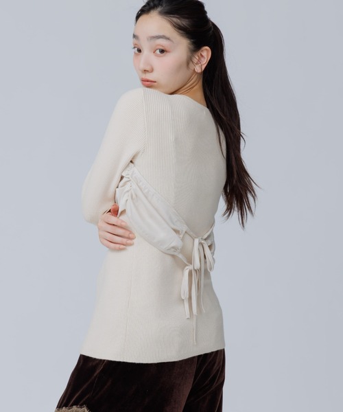 SENEE(セニー)の「satin bustier docking knit(サテンビスチェドッキングニット)(ニット/セーター・レディース・ブラック/ブラウン/アイボリー・FREE)」の8枚目の写真