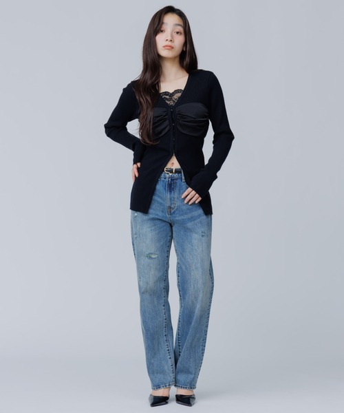 SENEE(セニー)の「satin bustier docking knit(サテンビスチェドッキングニット)(ニット/セーター・レディース・ブラック/ブラウン/アイボリー・FREE)」の14枚目の写真