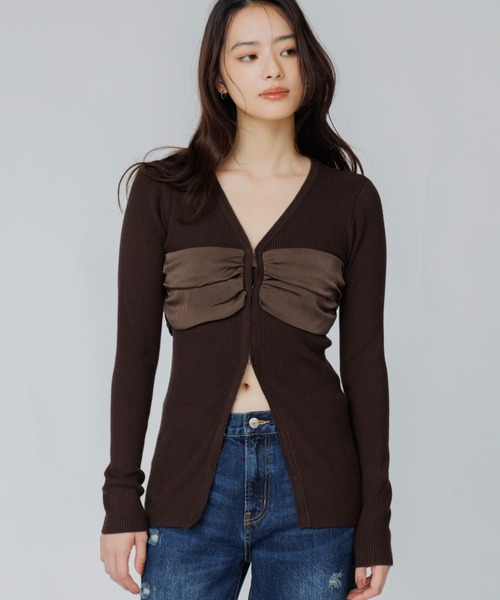 SENEE(セニー)の「satin bustier docking knit(サテンビスチェドッキングニット)(ニット/セーター・レディース・ブラック/ブラウン/アイボリー・FREE)」の16枚目の写真