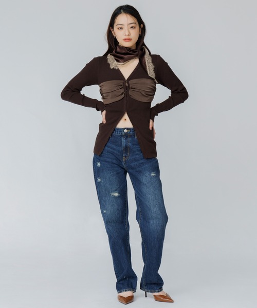 SENEE(セニー)の「satin bustier docking knit(サテンビスチェドッキングニット)(ニット/セーター・レディース・ブラック/ブラウン/アイボリー・FREE)」の18枚目の写真