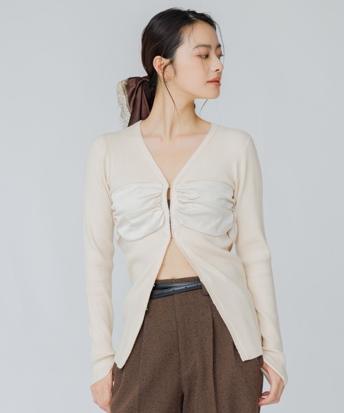 SENEE(セニー)の「satin bustier docking knit(サテンビスチェドッキングニット)(ニット/セーター・レディース・ブラック/ブラウン/アイボリー・FREE)」の19枚目の写真