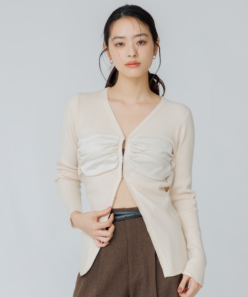 SENEE(セニー)の「satin bustier docking knit(サテンビスチェドッキングニット)(ニット/セーター・レディース・ブラック/ブラウン/アイボリー・FREE)」の20枚目の写真