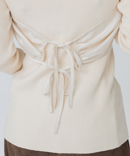 SENEE(セニー)の「satin bustier docking knit(サテンビスチェドッキングニット)(ニット/セーター・レディース・ブラック/ブラウン/アイボリー・FREE)」の22枚目の写真