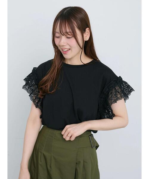 Te chichi(テチチ)の「レーススリーブTシャツ(Tシャツ/カットソー・レディース・ブラック/パープル/カーキ・F)」の6枚目の写真