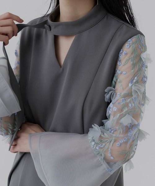 RUIRUE BOUTIQUE(ルイルエブティック)の「オケージョン 結婚式ドレス | フラワーモチーフ スリーブ Iラインワンピース ドレス | パーティードレス・ワンピース・お呼ばれドレス・セレモニードレス・美脚ドレス(ドレス・レディース・アッシュグレー/ブラック/ライトベージュ・S/LL/L/M)」の18枚目の写真