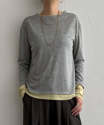 シアー配色レイヤードロンT