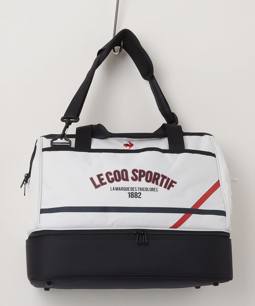 le coq sportif GOLF（ルコックスポルティフゴルフ）の「ルコックゴルフ　二層式大開口ボストンバッグシューズ収納対応（シューズ小物/雑貨・メンズ・ブラック系その他2/ホワイト×レッド/ホワイト×ブルー/ネイビー・FREE）」の2枚目の写真
