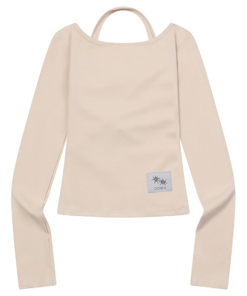 COIRIS(コイリス)の「◇COIRIS◇ブランド直輸入正規品/Yunoah ホルターネックレイヤード長袖Tシャツ Yunoah Halterneck Layered Long Sleeve Tee(Tシャツ/カットソー・レディース・ベージュ/ブラック・FREE)」の6枚目の写真