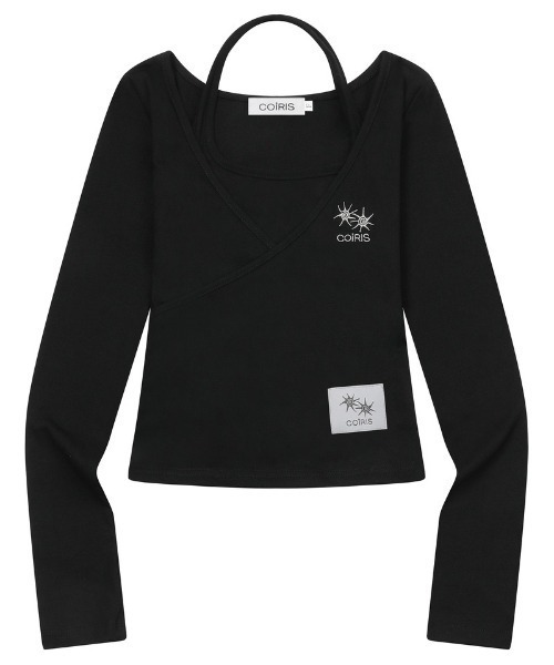 COIRIS(コイリス)の「◇COIRIS◇ブランド直輸入正規品/Yunoah ホルターネックレイヤード長袖Tシャツ Yunoah Halterneck Layered Long Sleeve Tee(Tシャツ/カットソー・レディース・ベージュ/ブラック・FREE)」の3枚目の写真