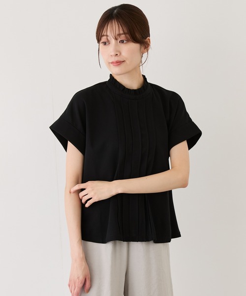 Jayro（ジャイロ）の「ピンタックブラウス（シャツ/ブラウス・レディース・ブラック/ホワイト系その他2/ネイビー/ライトグレー・M）」の3枚目の写真