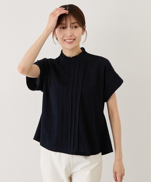 Jayro（ジャイロ）の「ピンタックブラウス（シャツ/ブラウス・レディース・ブラック/ホワイト系その他2/ネイビー/ライトグレー・M）」の8枚目の写真