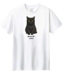 Moftique(モフティック) 半袖Tシャツ 黒猫 猫 アニマル プリント 5.6オンス トップス カットソー メンズ ユニセックス