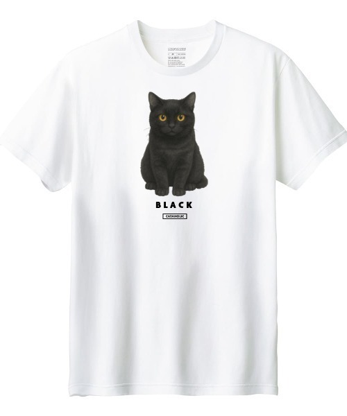 Moftique(モフティック)の「Moftique(モフティック) 半袖Tシャツ 黒猫 猫 アニマル プリント 5.6オンス トップス カットソー メンズ ユニセックス(Tシャツ/カットソー・メンズ・ホワイト/ブラック・M/S/XS/XL/L)」の2枚目の写真