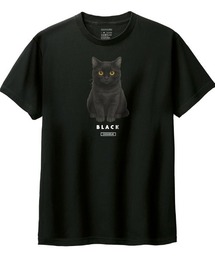 Moftique | Moftique（モフティック） 半袖Tシャツ 黒猫 猫 アニマル プリント 5.6オンス トップス カットソー メンズ ユニセックス(Tシャツ/カットソー)