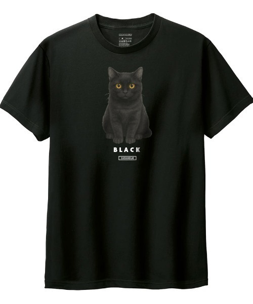 Moftique(モフティック)の「Moftique(モフティック) 半袖Tシャツ 黒猫 猫 アニマル プリント 5.6オンス トップス カットソー メンズ ユニセックス(Tシャツ/カットソー・メンズ・ホワイト/ブラック・M/S/XS/XL/L)」の1枚目の写真