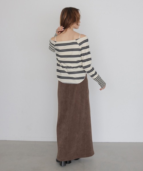 CLEIO(クレイオ)の「【CLEIO】オフショルボーダーTシャツ OFF-SHOULDER BORDER T-SHIRT(Tシャツ/カットソー・レディース・アイボリー/オフホワイト/ベージュ・FREE)」の16枚目の写真