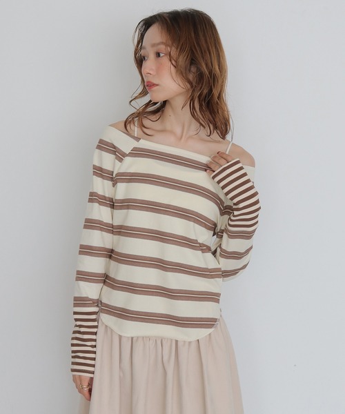 CLEIO(クレイオ)の「【CLEIO】オフショルボーダーTシャツ OFF-SHOULDER BORDER T-SHIRT(Tシャツ/カットソー・レディース・アイボリー/オフホワイト/ベージュ・FREE)」の19枚目の写真