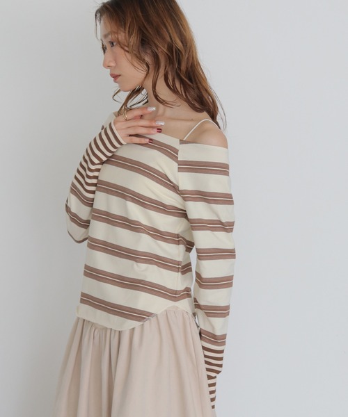 CLEIO(クレイオ)の「【CLEIO】オフショルボーダーTシャツ OFF-SHOULDER BORDER T-SHIRT(Tシャツ/カットソー・レディース・アイボリー/オフホワイト/ベージュ・FREE)」の20枚目の写真