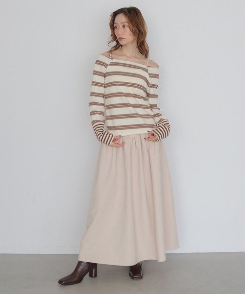 CLEIO(クレイオ)の「【CLEIO】オフショルボーダーTシャツ OFF-SHOULDER BORDER T-SHIRT(Tシャツ/カットソー・レディース・アイボリー/オフホワイト/ベージュ・FREE)」の22枚目の写真