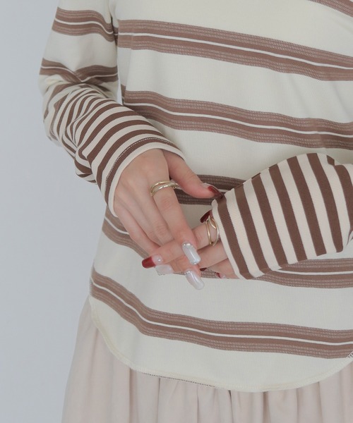 CLEIO(クレイオ)の「【CLEIO】オフショルボーダーTシャツ OFF-SHOULDER BORDER T-SHIRT(Tシャツ/カットソー・レディース・アイボリー/オフホワイト/ベージュ・FREE)」の18枚目の写真