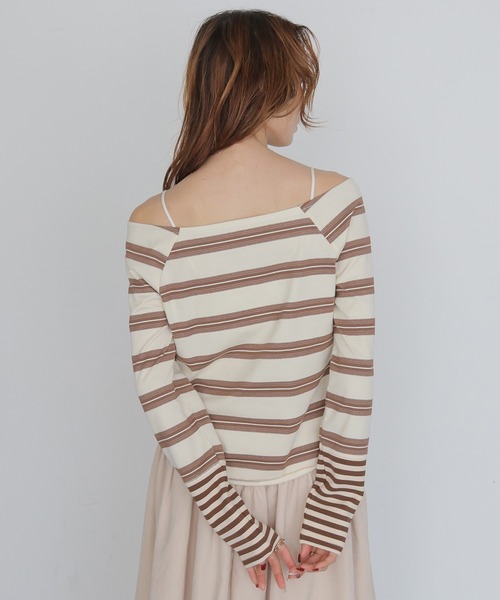 CLEIO(クレイオ)の「【CLEIO】オフショルボーダーTシャツ OFF-SHOULDER BORDER T-SHIRT(Tシャツ/カットソー・レディース・アイボリー/オフホワイト/ベージュ・FREE)」の21枚目の写真
