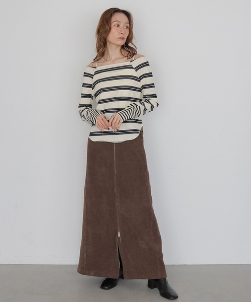 CLEIO(クレイオ)の「【CLEIO】オフショルボーダーTシャツ OFF-SHOULDER BORDER T-SHIRT(Tシャツ/カットソー・レディース・アイボリー/オフホワイト/ベージュ・FREE)」の14枚目の写真