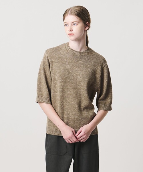 LOEFF(ロエフ)の「<LOEFF>ウール ヘンプ ショートスリーブ プルオーバー(ニット/セーター・レディース・ベージュ/ブラック・FREE)」の13枚目の写真
