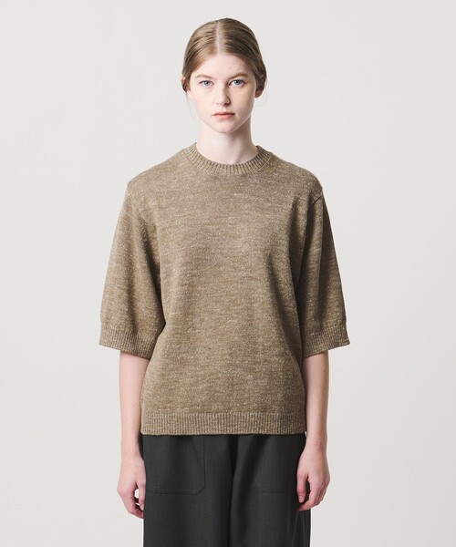 LOEFF(ロエフ)の「<LOEFF>ウール ヘンプ ショートスリーブ プルオーバー(ニット/セーター・レディース・ベージュ/ブラック・FREE)」の14枚目の写真