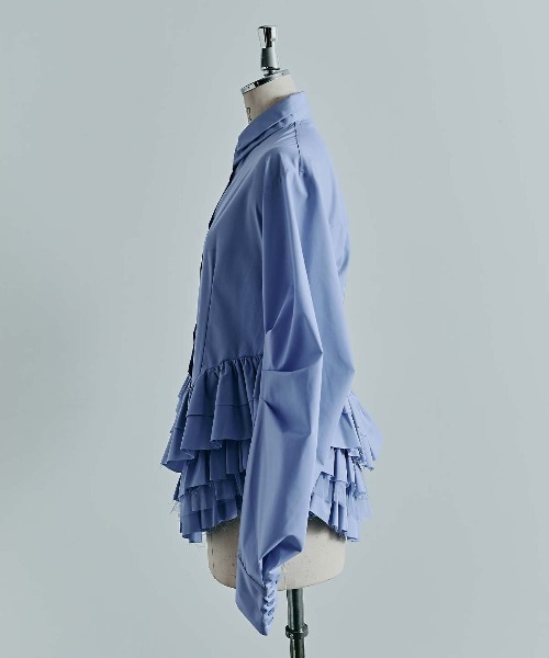 W:Huku(フーク)の「【ノンアイロンシリーズ】ボリュームチュチュペプラムブラウス / No-Iron Voluminous Tutu Peplum Blouse(シャツ/ブラウス・レディース・ブラック/オフホワイト/スカイブルー・FREE)」の11枚目の写真