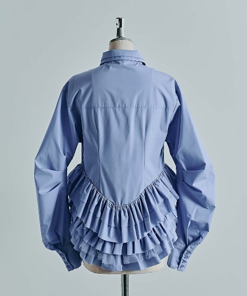 W:Huku(フーク)の「【ノンアイロンシリーズ】ボリュームチュチュペプラムブラウス / No-Iron Voluminous Tutu Peplum Blouse(シャツ/ブラウス・レディース・ブラック/オフホワイト/スカイブルー・FREE)」の12枚目の写真