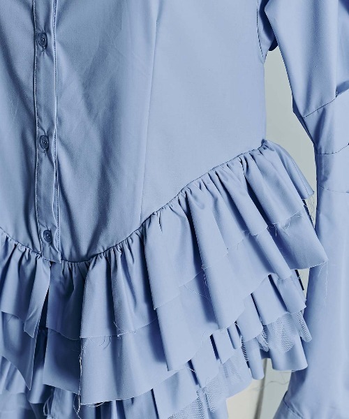W:Huku(フーク)の「【ノンアイロンシリーズ】ボリュームチュチュペプラムブラウス / No-Iron Voluminous Tutu Peplum Blouse(シャツ/ブラウス・レディース・ブラック/オフホワイト/スカイブルー・FREE)」の14枚目の写真