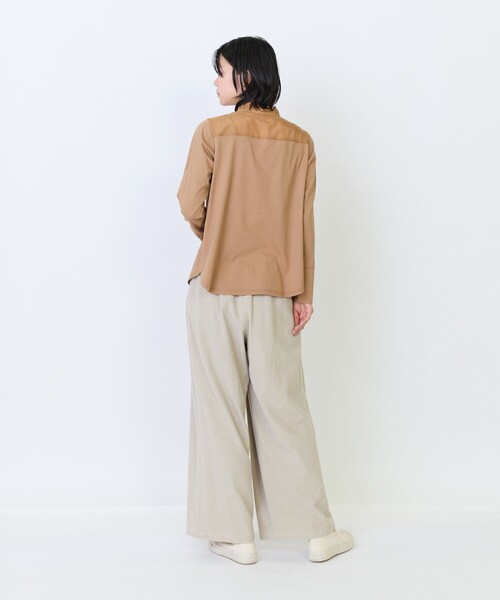 LOISIR（ロワズィール）の「シルクコットンローン×ハイゲージ天竺カットソーブラウス（Tシャツ/カットソー・レディース・キャメル/ブラック/オフホワイト/サックスブルー・FREE）」の11枚目の写真