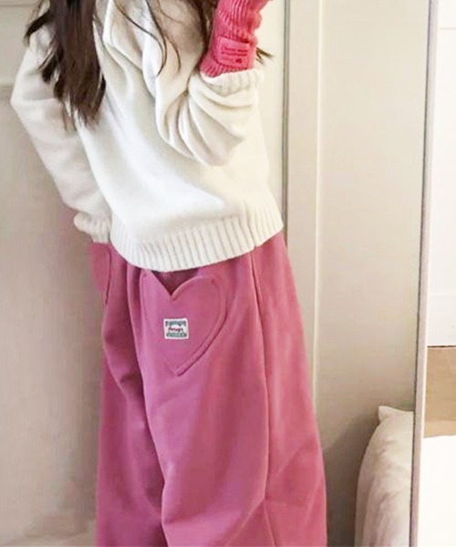 core core(コアコア)の「ハートポケット裏起毛パンツ(スウェットパンツ・レディース・パープル/グレー/ネイビー/ピンク・S/L/M)」の8枚目の写真