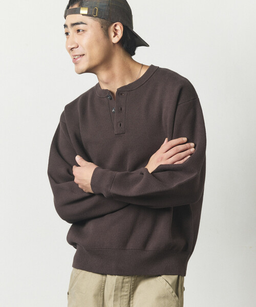 FREAK'S STORE(フリークスストア)の「ウォッシャブル スウェットライク ヘンリーネックニット/静電気ケア(ニット/セーター・メンズ・オフホワイト/チャコールグレー/ブラック/ブラウン/ブルーグリーン/その他15/オレンジ・LARGE/MEDIUM)」の21枚目の写真