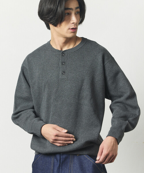 FREAK'S STORE(フリークスストア)の「ウォッシャブル スウェットライク ヘンリーネックニット/静電気ケア(ニット/セーター・メンズ・オフホワイト/チャコールグレー/ブラック/ブラウン/ブルーグリーン/その他15/オレンジ・LARGE/MEDIUM)」の15枚目の写真