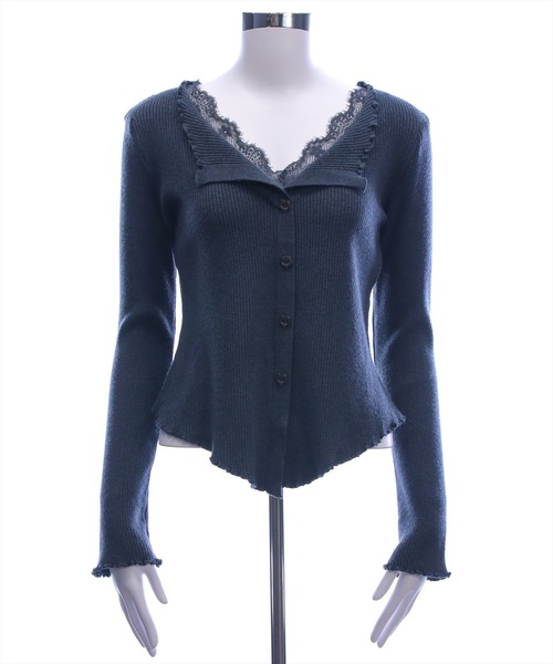 STAY MOTION（ステイモーション）の「【WEB限定】花柄ボタンメロウリブニットップス（ニット/セーター・レディース・チャコールグレー/アイボリー/イエロー系その他・F）」の2枚目の写真