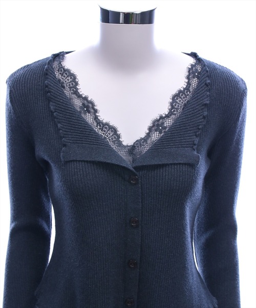STAY MOTION（ステイモーション）の「【WEB限定】花柄ボタンメロウリブニットップス（ニット/セーター・レディース・チャコールグレー/アイボリー/イエロー系その他・F）」の5枚目の写真