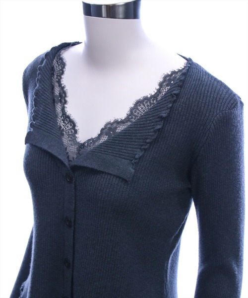 STAY MOTION（ステイモーション）の「【WEB限定】花柄ボタンメロウリブニットップス（ニット/セーター・レディース・チャコールグレー/アイボリー/イエロー系その他・F）」の6枚目の写真