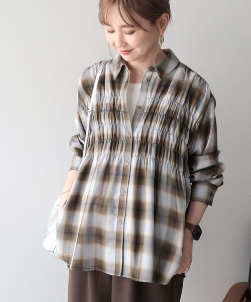 AMERICAN HOLIC(アメリカンホリック)の「【イージーケア】チェックシャーリングシャツ(シャツ/ブラウス・レディース・ダークグリーン/ブラック/ブラウン・L/M)」の9枚目の写真