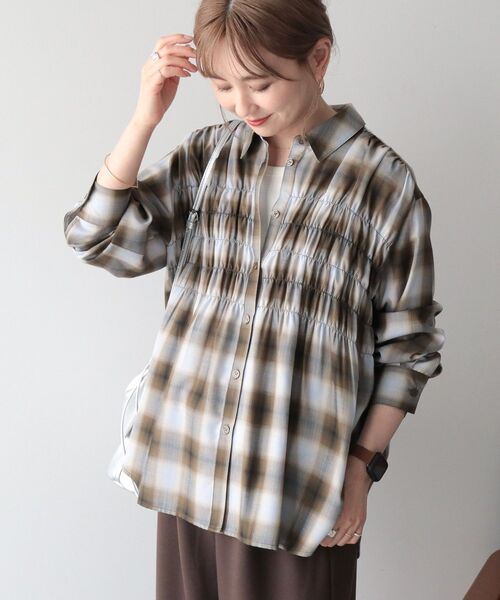 AMERICAN HOLIC(アメリカンホリック)の「【イージーケア】チェックシャーリングシャツ(シャツ/ブラウス・レディース・ダークグリーン/ブラック/ブラウン・L/M)」の10枚目の写真