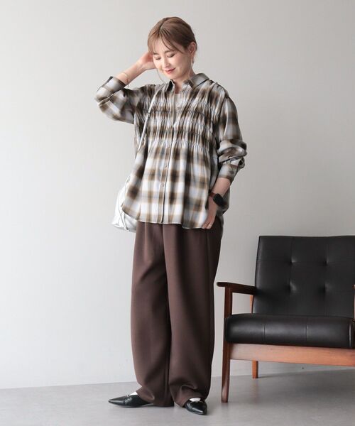 AMERICAN HOLIC(アメリカンホリック)の「【イージーケア】チェックシャーリングシャツ(シャツ/ブラウス・レディース・ダークグリーン/ブラック/ブラウン・L/M)」の12枚目の写真